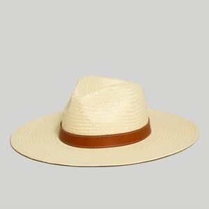 NWT Madewell Wide-Brim Straw Fedora Hat size M/L